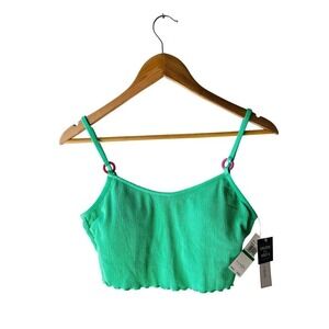 SALT + Cove Size L Green Ribbed Tankini Top - New